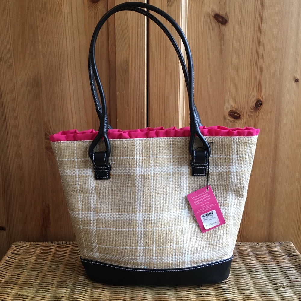 Victoria’s Secret Woven Bag Black Pink NWT